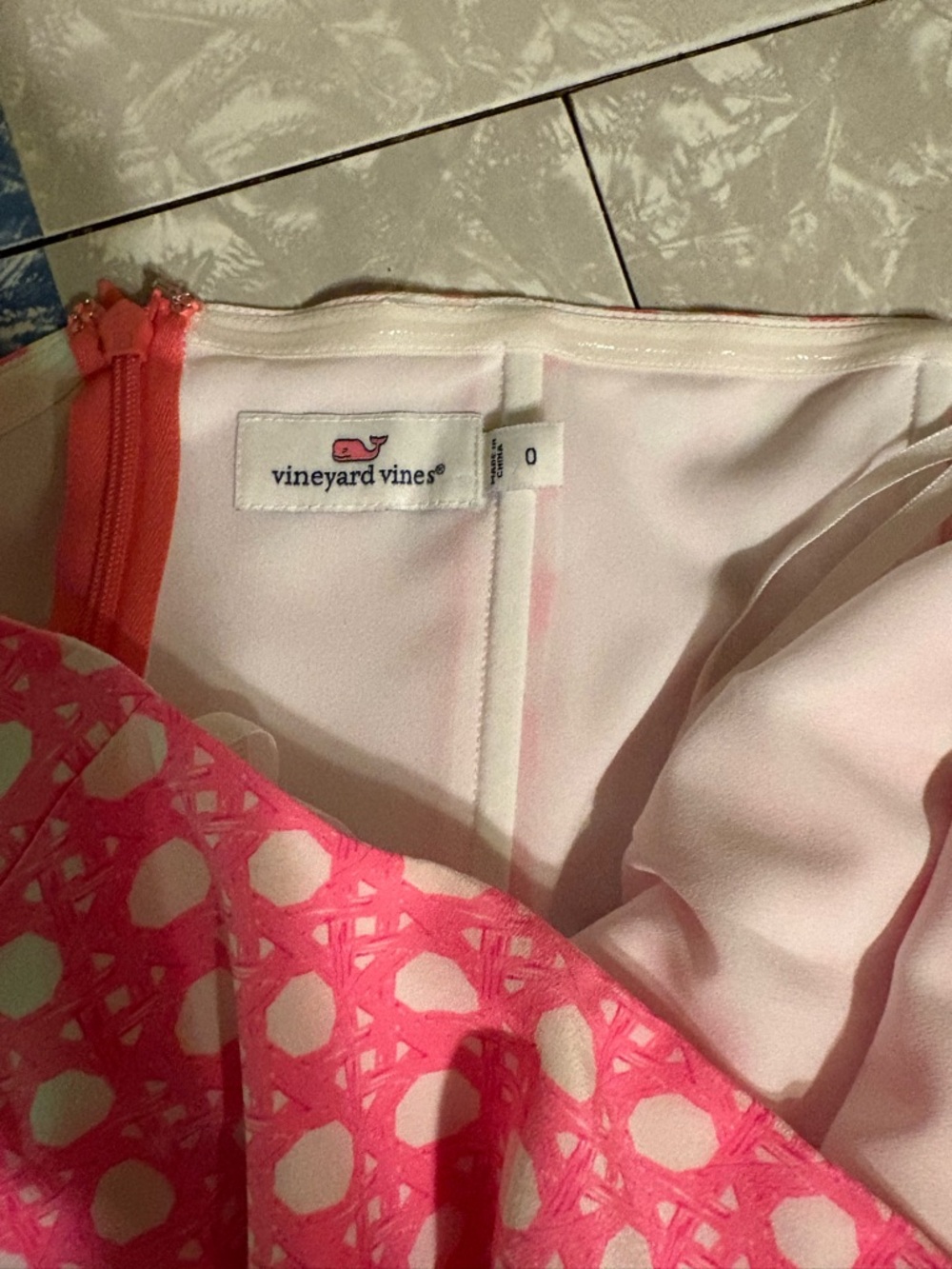 Vineyard Vines Pink and White Geometric Halter Dress - Picture 3 of 7